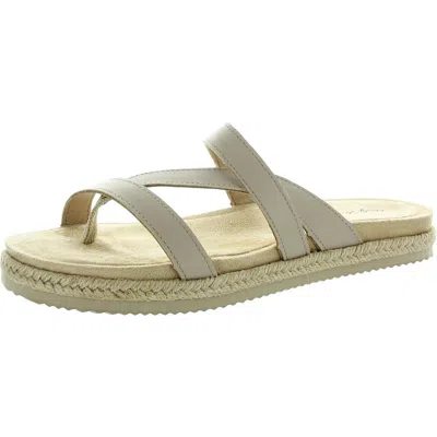 Easy Street Song Womens Toe Loop Man Made Flip-flops In Beige