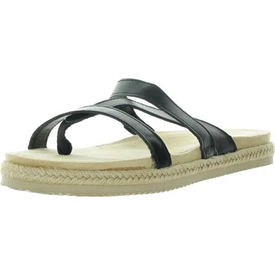 Easy Street Song Womens Toe Loop Man Made Flip-flops In Black