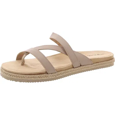 Easy Street Song Womens Toe Loop Man Made Flip-flops In White