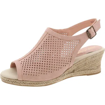 Easy Street Stacy Wedge Sandals In Blush Linen