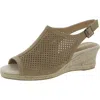 Easy Street Stacy Womens Faux Leather Peep-toe Wedge Sandals In Multi