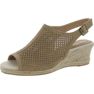 Easy Street Stacy Womens Faux Leather Peep-toe Wedge Sandals In Multi