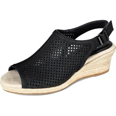 EASY STREET STACY WOMENS PERFORATED ESPADRILLE WEDGE SANDALS