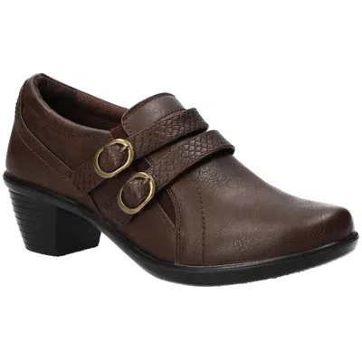 Easy Street Stroll Womens Zipper Faux Leather Ankle Boots In Brown