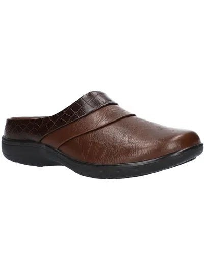 Easy Street Swing Womens Faux Leather Slip-on Mules In Brown