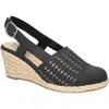 Easy Street Taffy Slingback Espadrille Wedge Sandal In Black