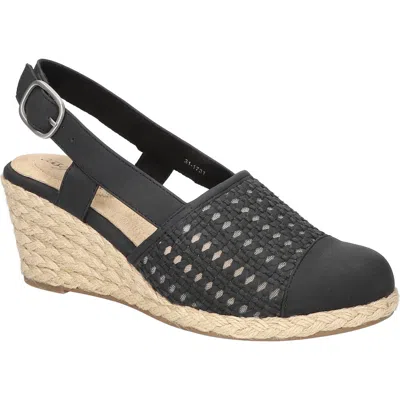 Easy Street Taffy Slingback Espadrille Wedge Sandal In Black