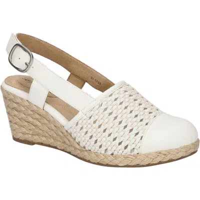 Easy Street Taffy Slingback Espadrille Wedge Sandal In White