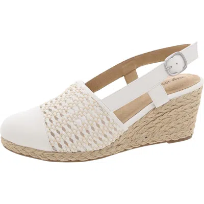 Easy Street Taffy Womens Faux Leather Wedge Slingback Sandals In White