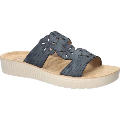 Easy Street Taj Laser Cut Sandal In Navy
