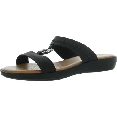 Easy Street Talia Womens Padded Insole Slip On Slide Sandals In Black