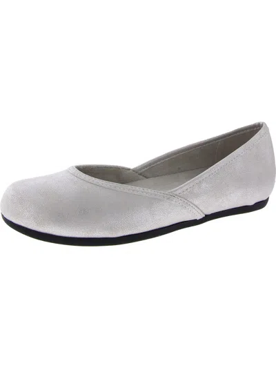Easy Street Tamar Womens Slip On Casual Ballet Flats In Silver