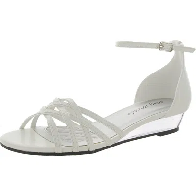 Easy Street Tarrah Womens Faux Leather Dressy Wedge Sandals In White