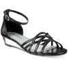 Easy Street Tarrah Womens Faux Leather Glitter Wedge Sandals In Multi