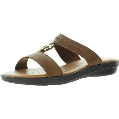 Easy Street Telia Womens Embellished Faux Leather Slide Sandals In Multi