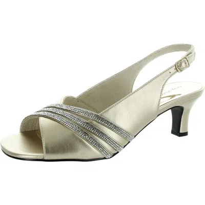 Easy Street Teton Womens Adjustable Manmade Slingback Heels In White
