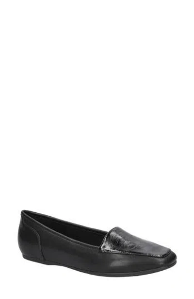 Easy Street Women's Thrill Square Toe Flats In Black Crinkled Patent