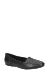 Easy Street Womens Solid Man Made Flat Shoes In Black Woven Embossed