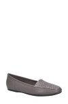 Easy Street Women's Thrill Square Toe Flats In Grey Woven Embossed