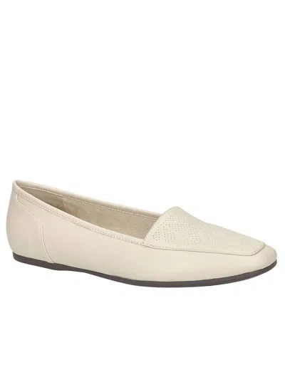 Easy Street Thrill Perf Womens Leather Square Toe Ballet Flats In Neutral
