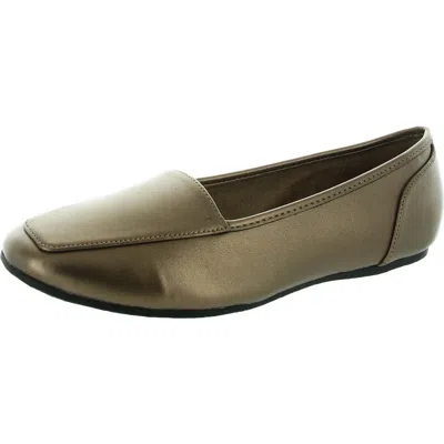 Easy Street Thrill Womens Suede Manmade Loafers In Gold