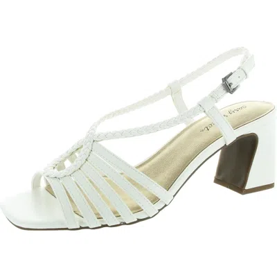 Easy Street Topaz Womens Faux Leather Ankle Strap Heels In White