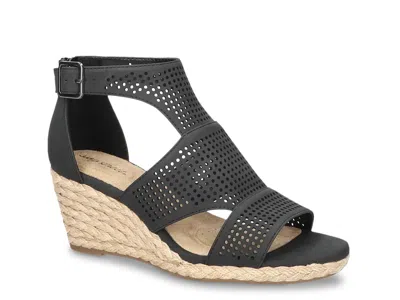 Easy Street Tova Espadrille Platform Wedge Sandal In Black