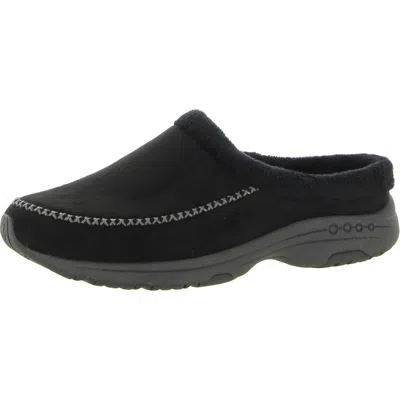 Easy Street Travelslip Womens Faux Fur Lined Faux Suede Clogs In Black