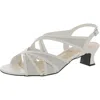 Easy Street Tristen Womens Faux Leather Shimmer Heel Sandals In White