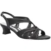 Easy Street Tristen Womens Shimmer Criss Cross Slingback Sandals In Black Satin