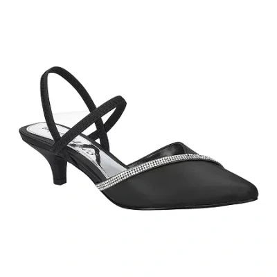 Easy Street Unna Womens Pointed Closed Toe Kitten Heel Pumps In Black