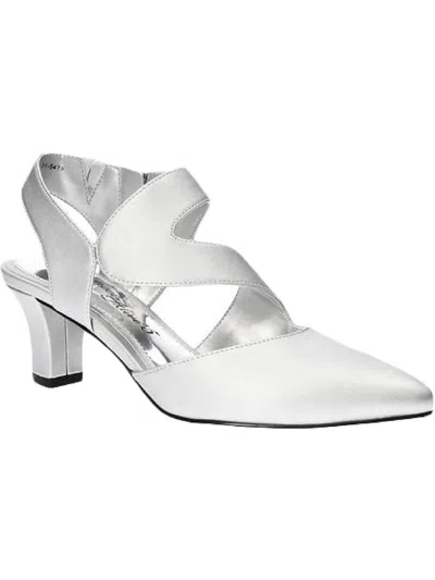 Easy Street Venue Womens Satin Pumps Dance Heels In Silver Satin