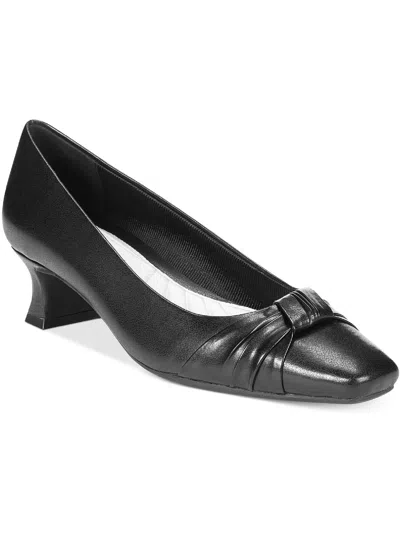 Easy Street Waive Womens Faux Leather Gathered Flats In Black