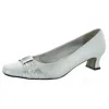 Easy Street Waive Womens Metallic Dressy Kitten Heels In Silver