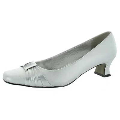 Easy Street Waive Womens Metallic Dressy Kitten Heels In Silver