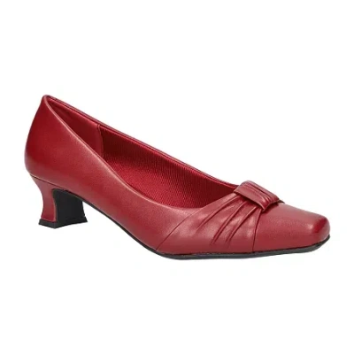 Easy Street Waive Womens Square Kitten Heel Pumps In Red
