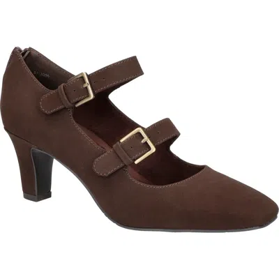 Easy Street Willis Square Toe Mary Jane Pump In Brown Matte