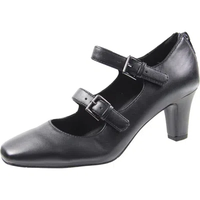 Easy Street Willis Womens Faux Suede Padded Insole Mary Janes In Black