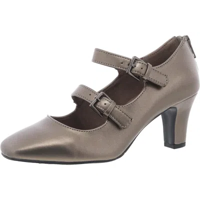 Easy Street Willis Womens Faux Suede Padded Insole Mary Janes In Silver