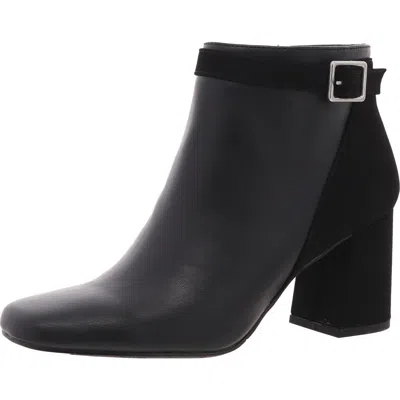 Easy Street Winnipeg Womens Block Heel Faux Leather Ankle Boots In Black