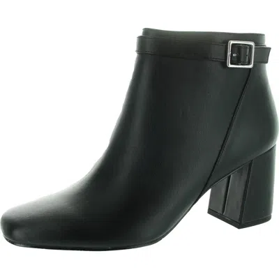 Easy Street Winnipeg Womens Buckle Faux Leather Ankle Boots In Black