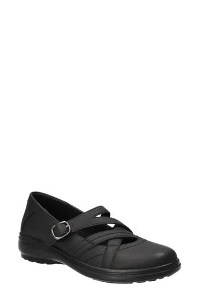 Easy Street Wise Mary Jane Flat In Black/gore