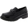 EASY STREET WITNEY WOMENS PATENT BLOCK HEEL LOAFERS