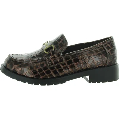 Easy Street Witney Womens Patent Leather Animal Print Loafers In Multi