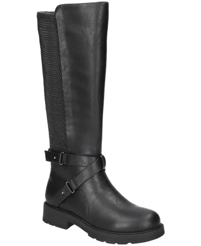 Easy Street Women's Austyn Plus Athletic Shafted Slip Resistant Tall Boots In Black Stretch