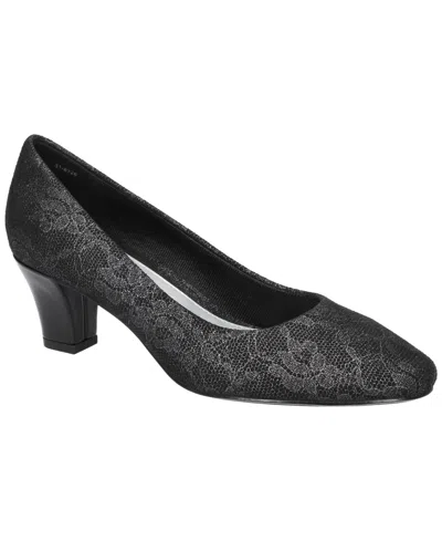 Easy Street Women's Slip On Ballari Pumps In Black Lace