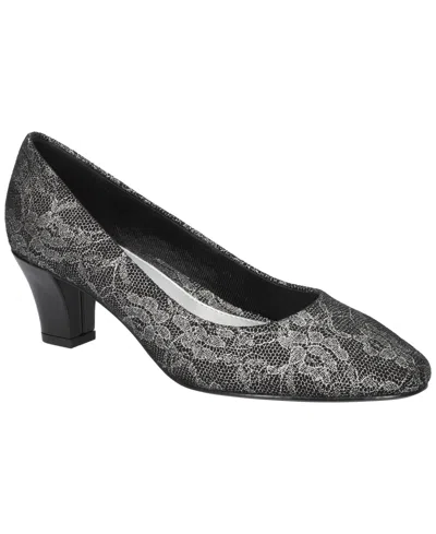 Easy Street Women's Slip On Ballari Pumps In Silver Lace