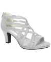 Easy Street Womens Bee Heeled Sandals In Silver Glitter- Fabric