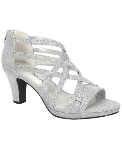 Easy Street Women's Bee Zip Platform Sandals In Silver Glitter- Fabric