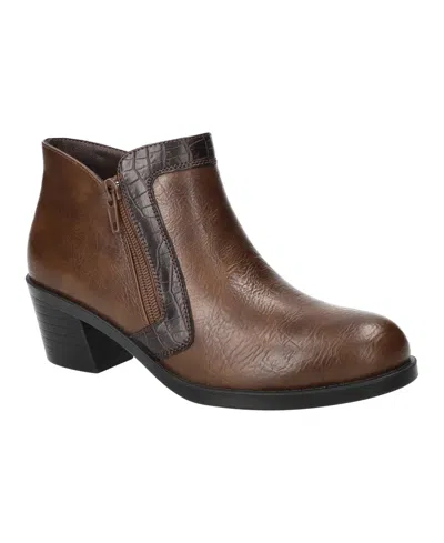 Easy Street Women's Bradley Block Heel Ankle Booties In Brown